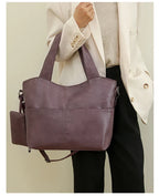 Sac de cours femme en similicuir, deux compartiments, 34 x 25 cm