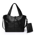 Sac de cours femme en similicuir, deux compartiments, 34 x 25 cm, noir
