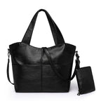Sac de cours femme en similicuir, deux compartiments, 34 x 25 cm, noir