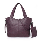 Sac de cours femme en similicuir, deux compartiments, 34 x 25 cm, mauve