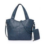 Sac de cours femme en similicuir, deux compartiments, 34 x 25 cm, bleu