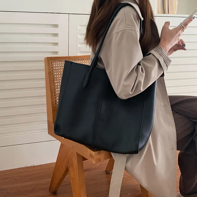 Sac de cours femme en similicuir grainé, pochette amovible