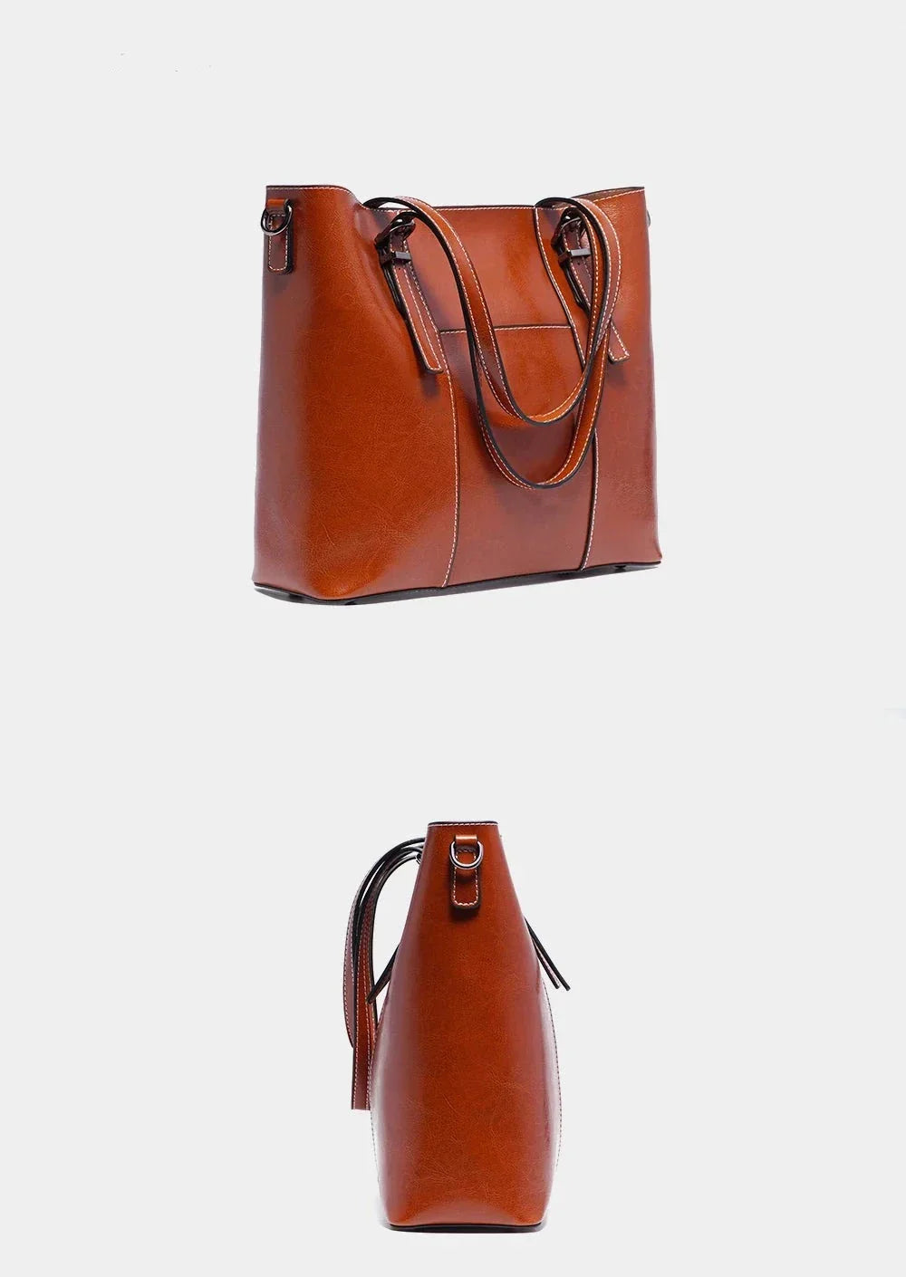 Sac cabas de cours femme en cuir, deux compartiments