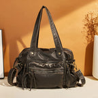 Sac de cours femme en similicuir, style vintage, 40 x 29 cm
