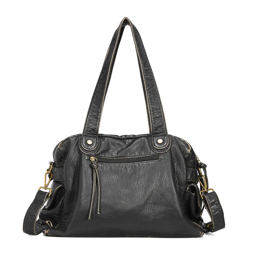 Sac de cours femme en similicuir, style vintage, 40 x 29 cm