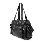 Sac de cours femme en similicuir, style vintage, 40 x 29 cm, noir