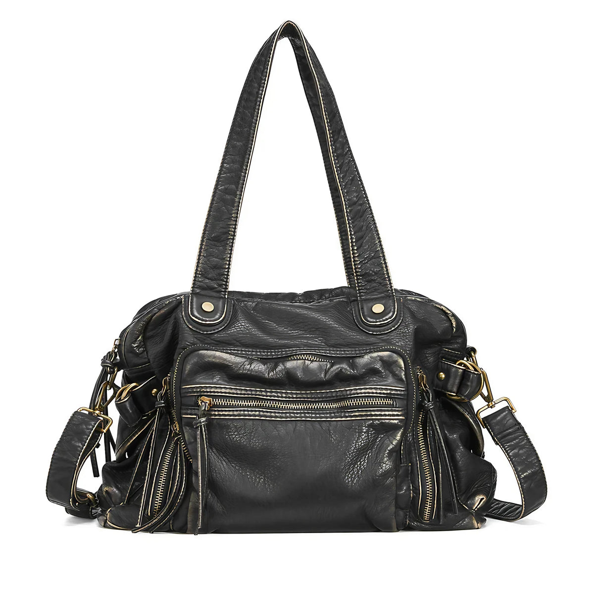 Sac de cours femme en similicuir, style vintage, 40 x 29 cm, bronze