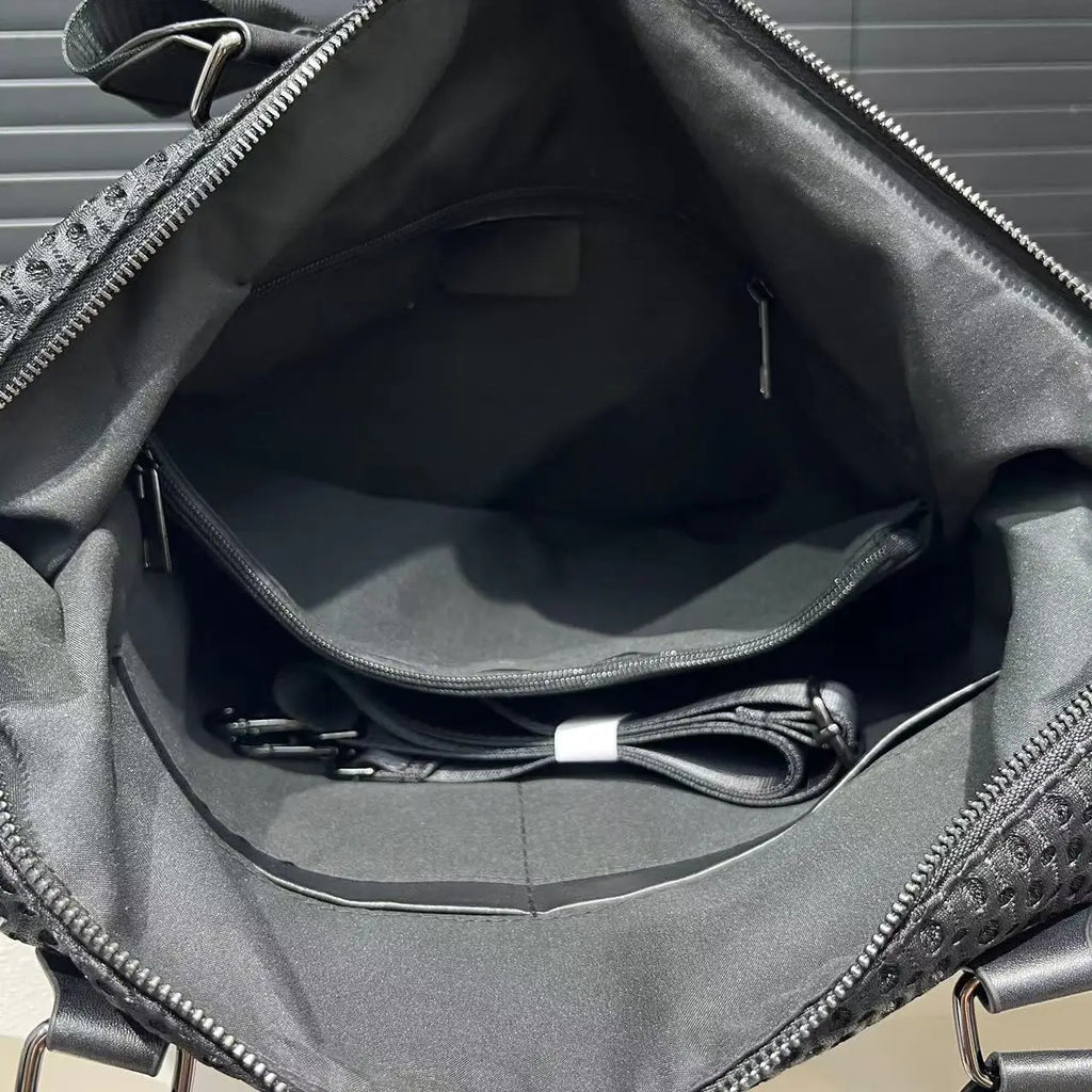 Sac de cours femme en nylon noir, bandoulière réglable et amovible