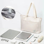 Sac de cours femme en toile, poche ordinateur matelassée