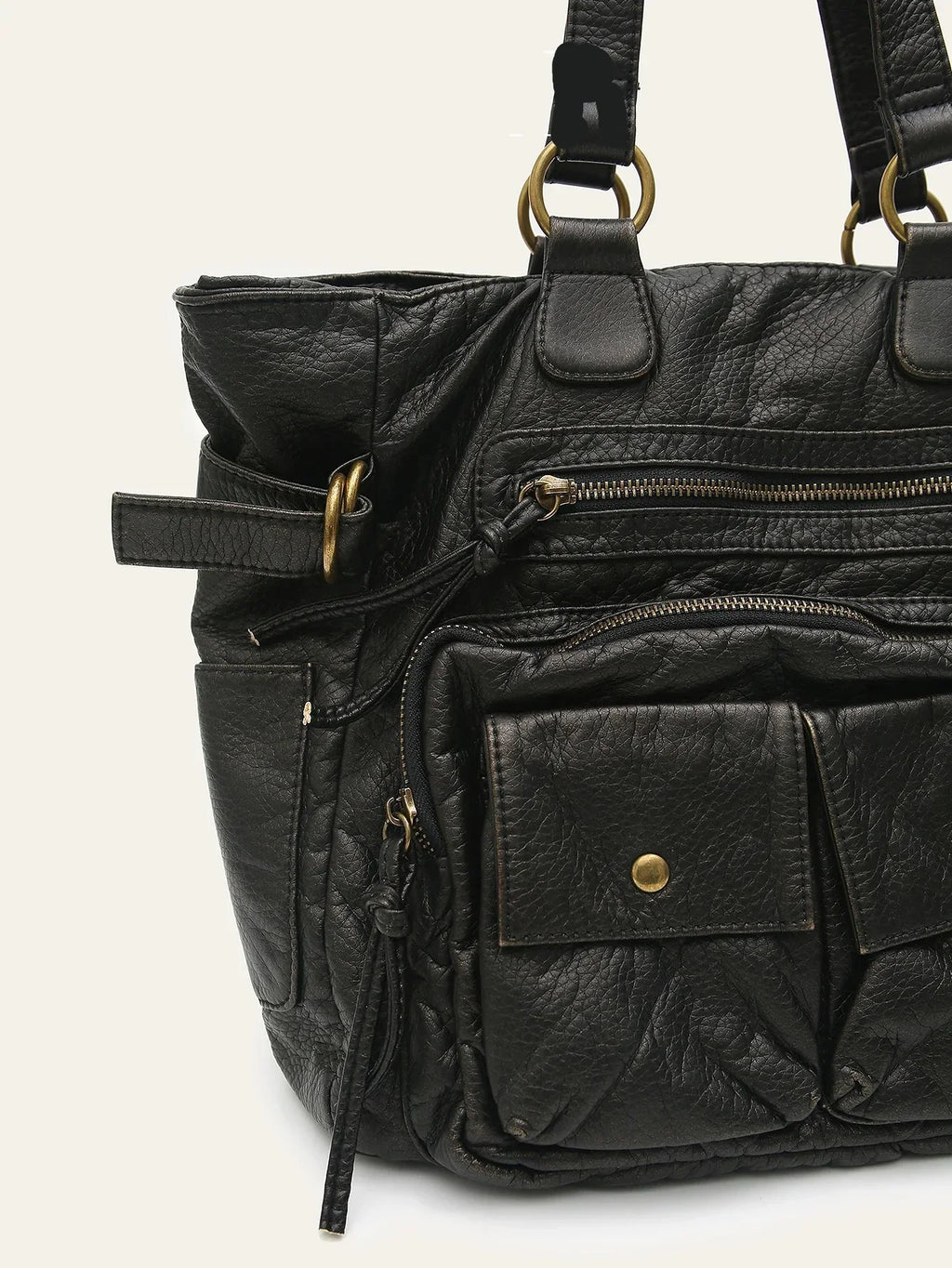 Sac de cours fille en similicuir vieilli, grandes anses