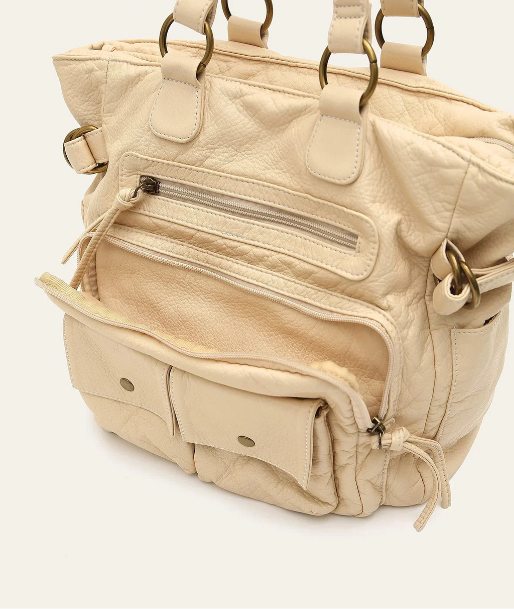 Sac de cours fille en similicuir vieilli, grandes anses