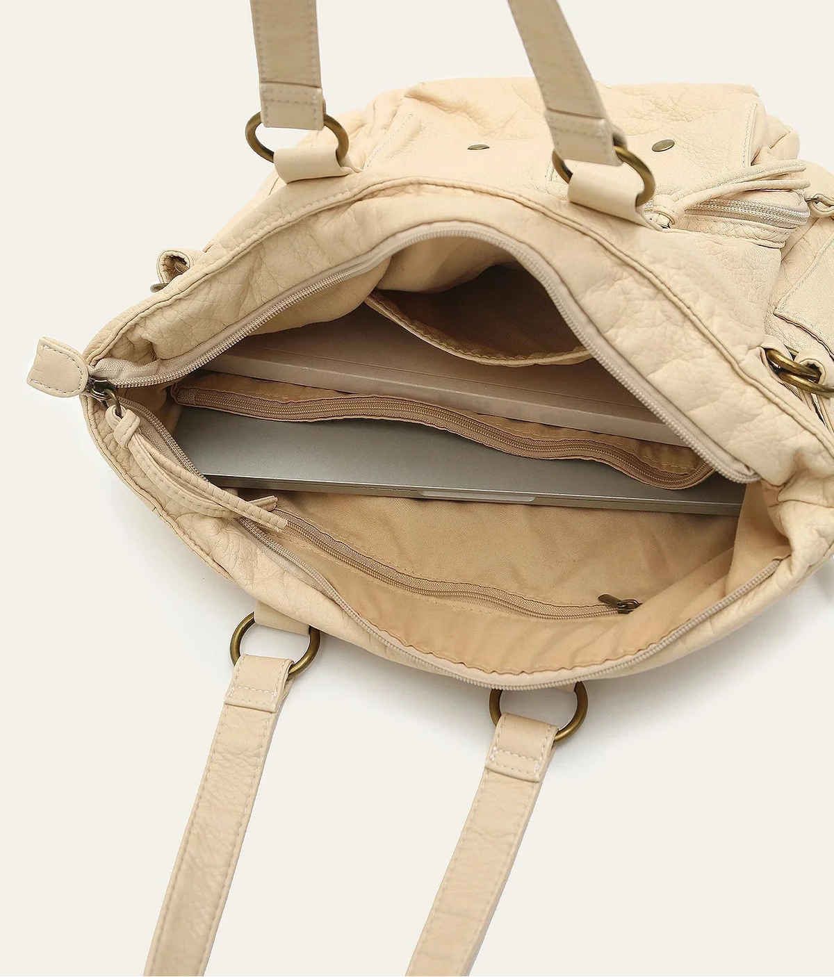 Sac de cours fille en similicuir vieilli, grandes anses