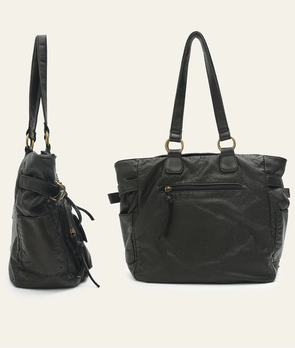 Sac de cours fille en similicuir vieilli, grandes anses