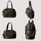 Sac de cours femme marron en similicuir, bandoulière amovible