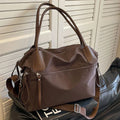 Sac de cours étudiante en nylon imperméable, bandoulière amovible, café