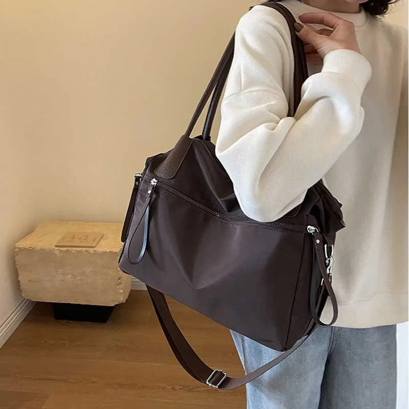 Sac de cours étudiante en nylon imperméable, bandoulière amovible