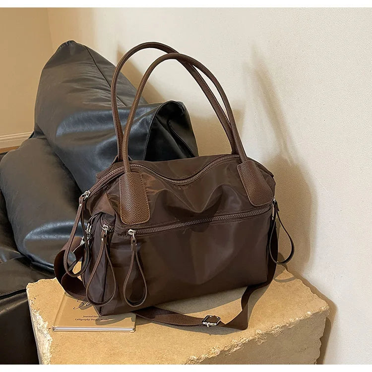 Sac de cours étudiante en nylon imperméable, bandoulière amovible