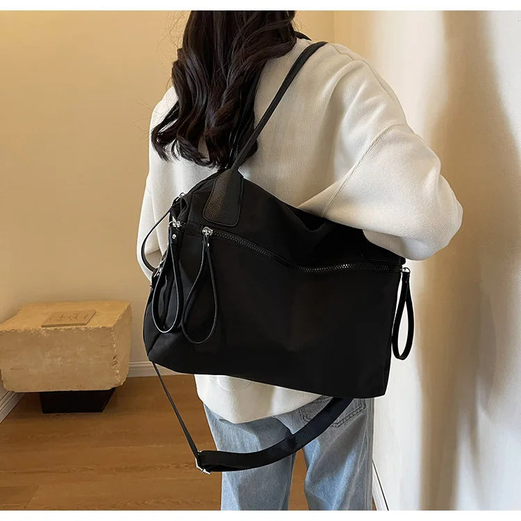 Sac de cours étudiante en nylon imperméable, bandoulière amovible