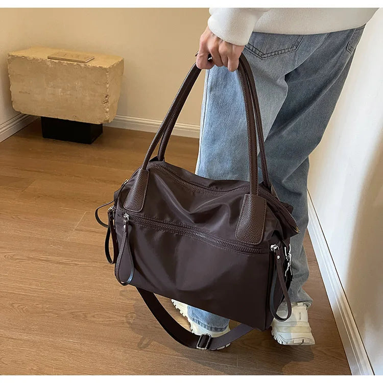 Sac de cours étudiante en nylon imperméable, bandoulière amovible