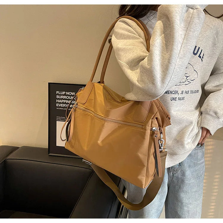 Sac de cours étudiante en nylon imperméable, bandoulière amovible