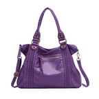 Sac de cours femme vintage en similicuir à détails tressés, violet