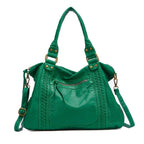 Sac de cours femme vintage en similicuir à détails tressés, vert