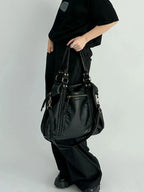 Sac de cours femme vintage en similicuir à détails tressés