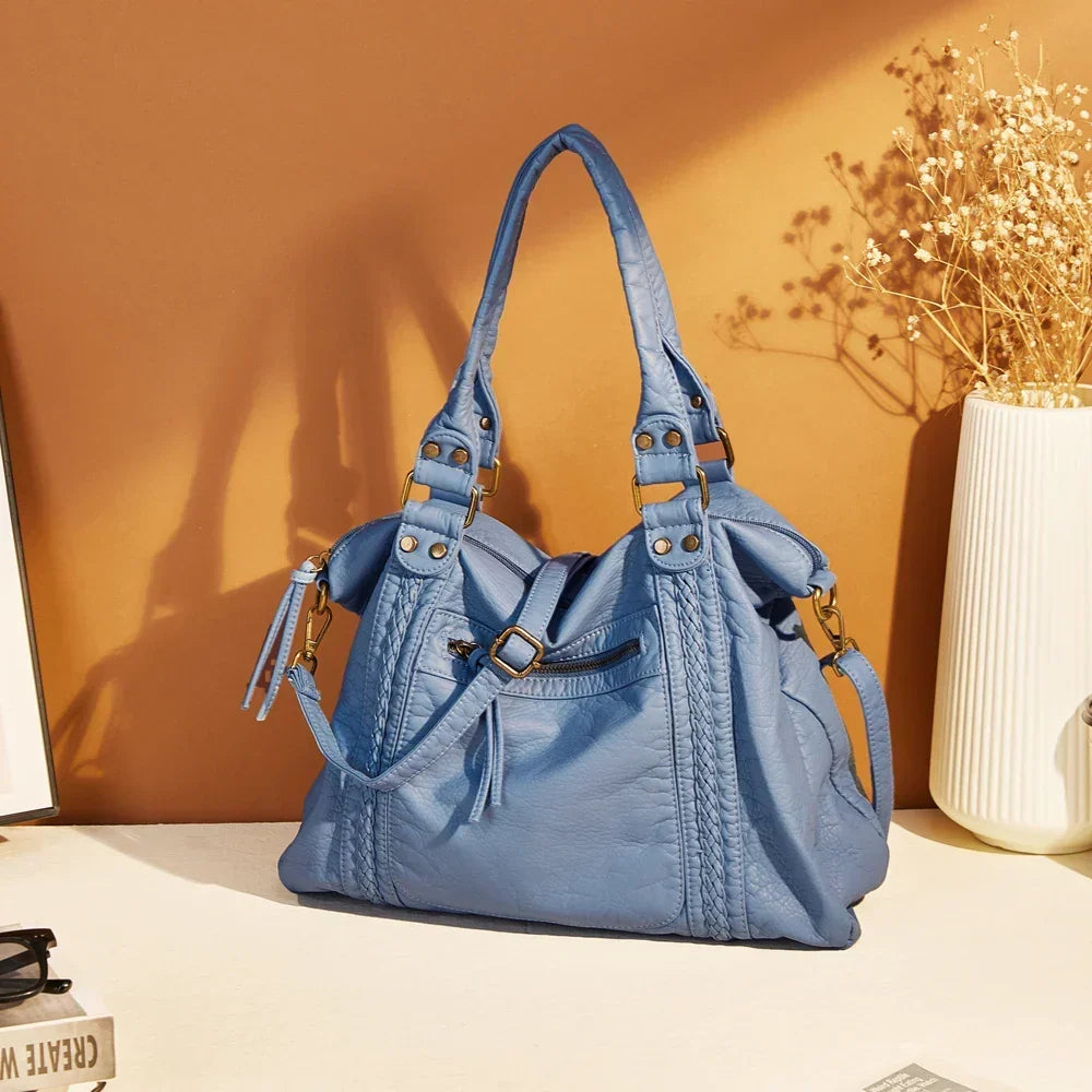 Sac hobo femme vintage en similicuir vieilli, bandoulière amovible