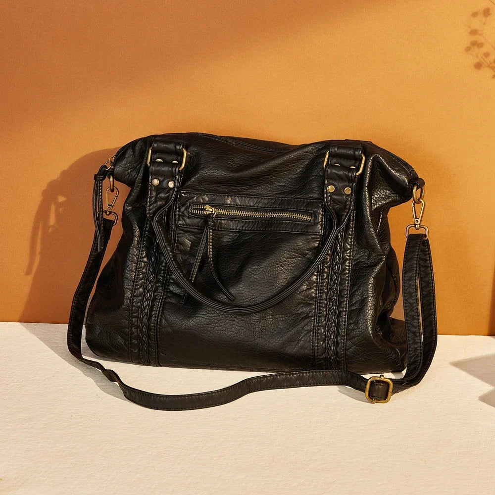 Sac hobo femme vintage en similicuir vieilli, bandoulière amovible