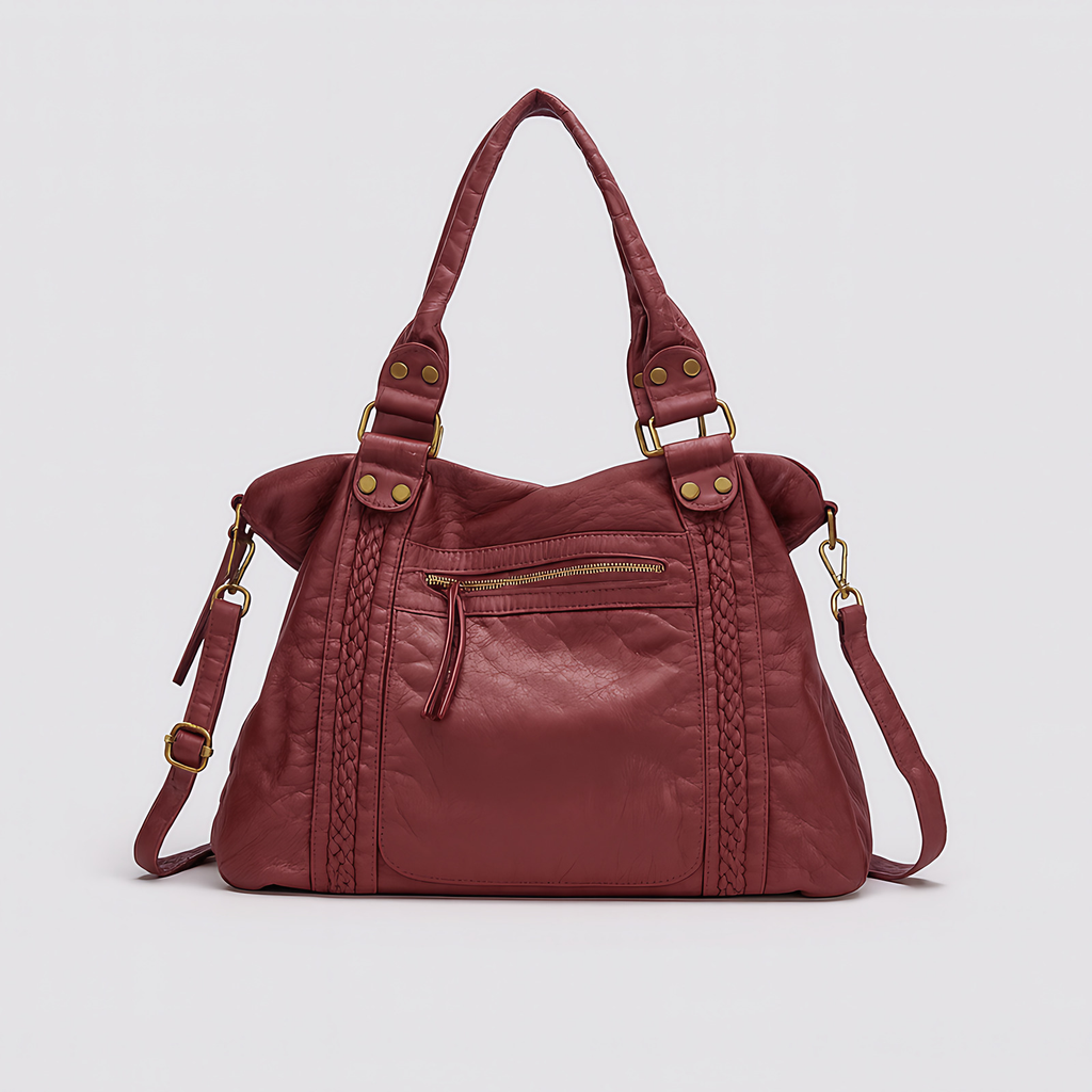Sac hobo femme vintage en similicuir vieilli, bandoulière amovible, marron