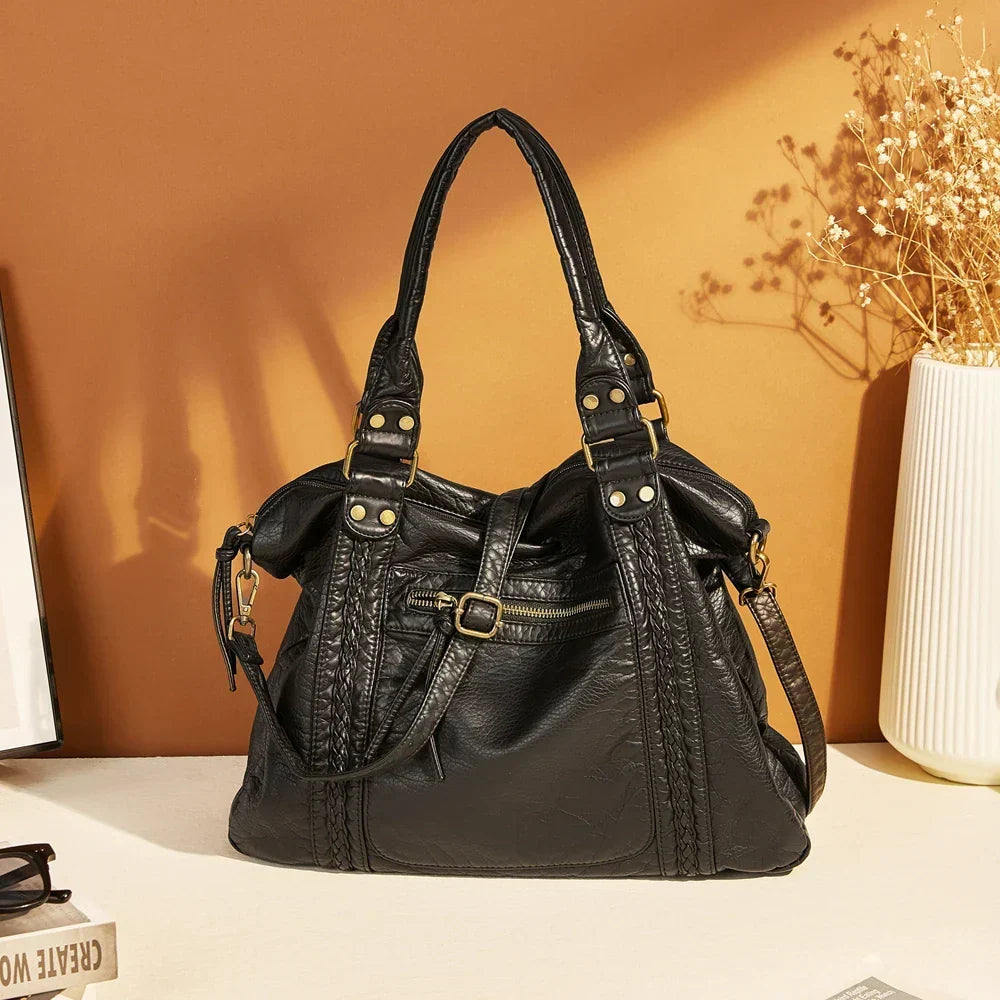 Sac hobo femme vintage en similicuir vieilli, bandoulière amovible