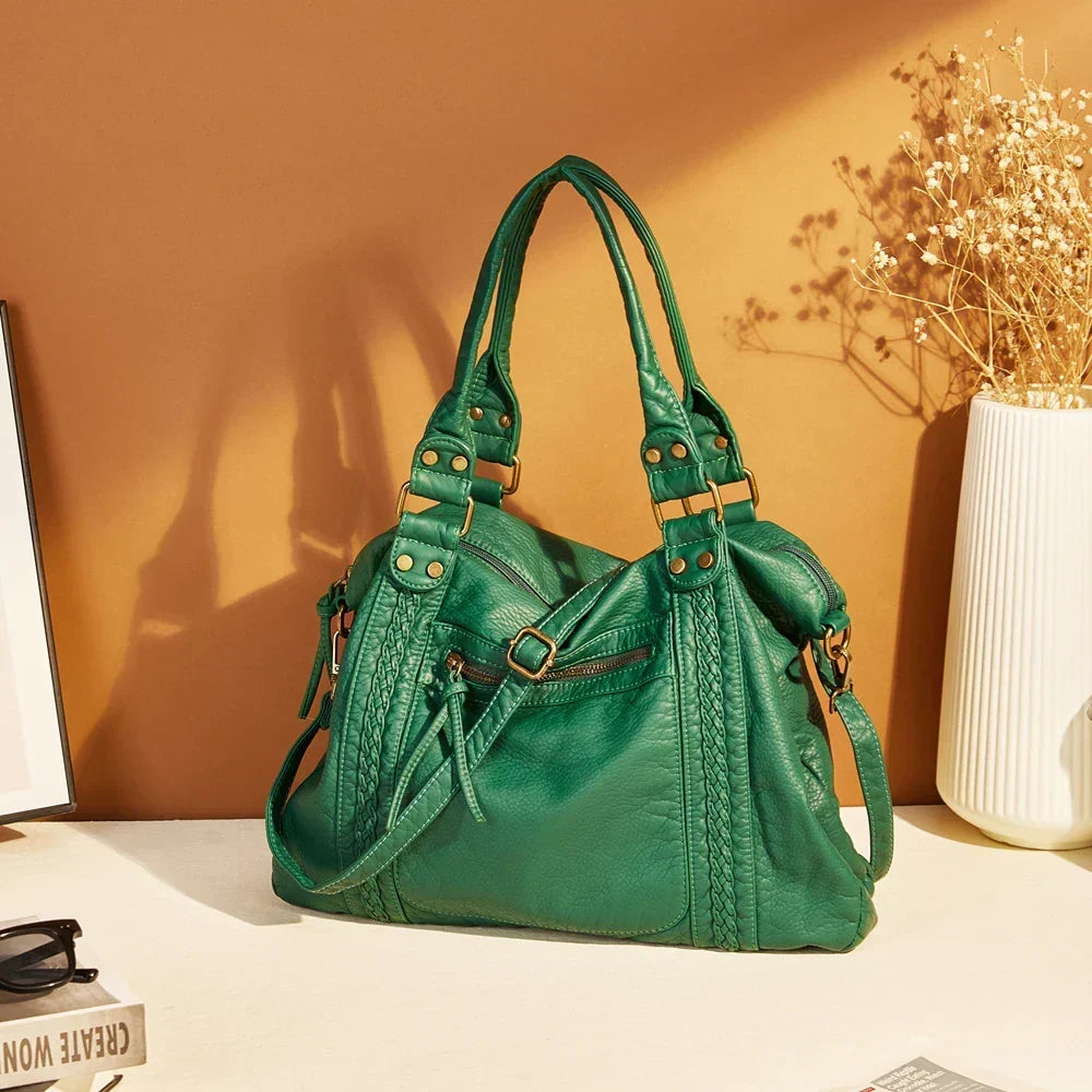 Sac hobo femme vintage en similicuir vieilli, bandoulière amovible