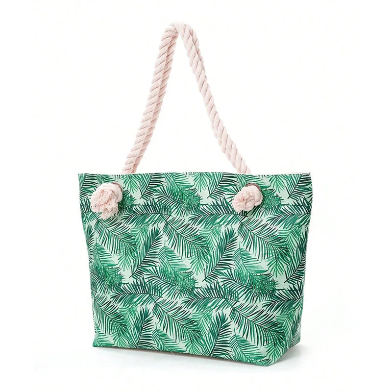 Sac de plage cabas en toile, anses en corde, cinq motifs