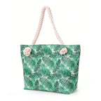 Sac de plage cabas en toile, anses en corde, cinq motifs