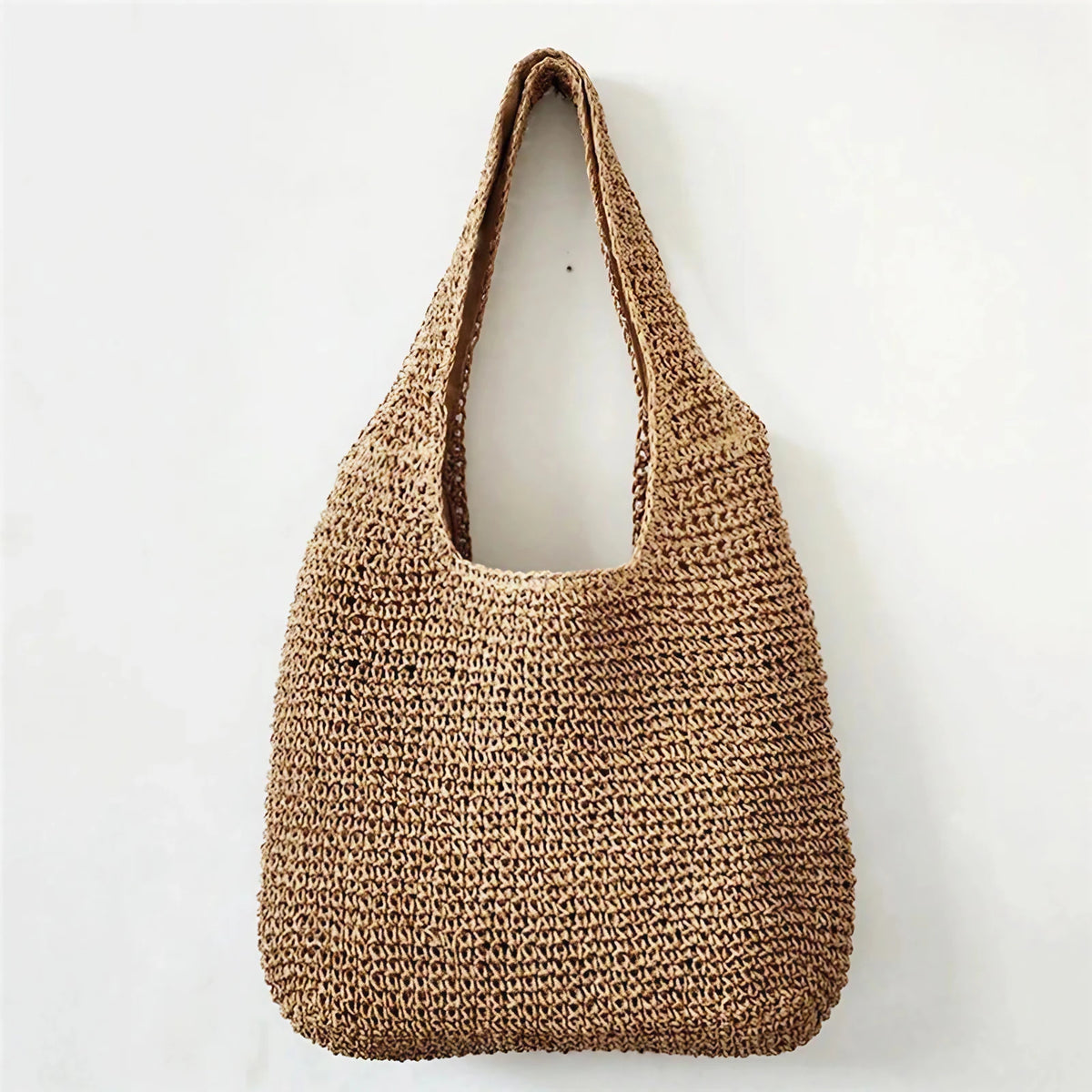 Sac de plage femme en paille tressée, 38 x 37 cm