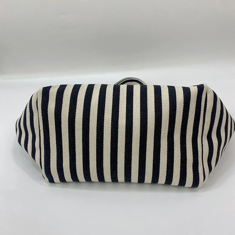 Sac cabas de plage familial en toile rayée, trois coloris