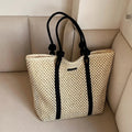 Sac de plage femme en paille zippé, anses en corde, beige ou marron, beige
