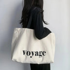 Grand sac de plage femme en toile épaisse, inscription voyage