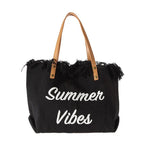 Sac de plage femme en toile à franges, pliable, 47 x 34 cm, noir