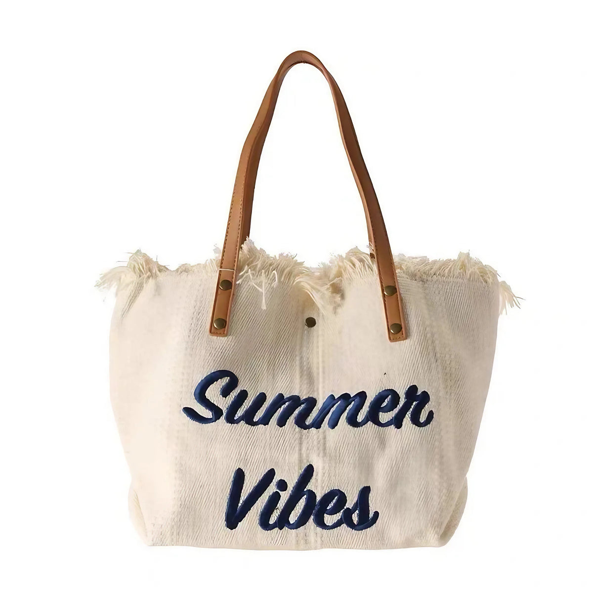 Sac de plage femme en toile à franges, pliable, 47 x 34 cm, crème