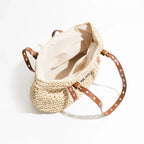 Sac de plage femme en raphia tressé, anses en similicuir