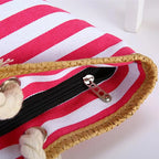 Sac de plage en toile à rayures marinières, zippé