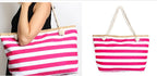 Sac de plage en toile à rayures marinières, zippé