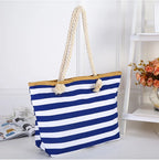 Sac de plage en toile à rayures marinières, zippé