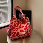 Grand sac de plage en toile, léopard ou uni, pliable