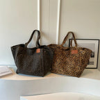 Grand sac de plage en toile, léopard ou uni, pliable