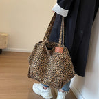 Grand sac de plage en toile, léopard ou uni, pliable