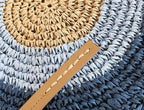 Sac rond en paille femme, fermeture éclair, motif œil grec