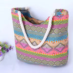 Sac de plage adolescente en toile à motifs aztèques, zippé