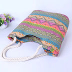 Sac de plage adolescente en toile à motifs aztèques, zippé